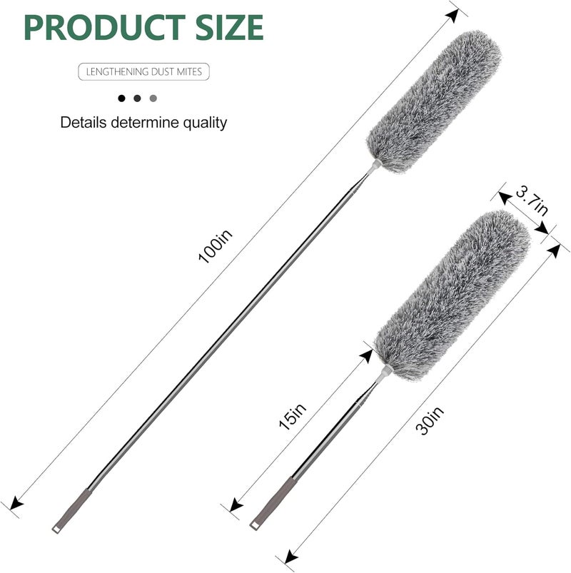 SetSail Extra-Long Dusters with Extension Pole 100-inch for Cleaning, Bendable Microfiber Head Washable Ceiling Fan Duster for High Ceilings, Furniture - Image 2